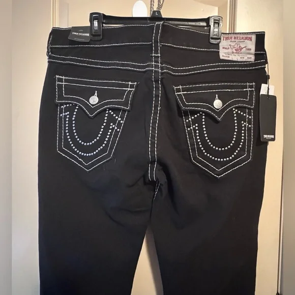 True Religion Ricky Big T Flap Relaxed Straight Mens Sz W38 L34 Rinse Black